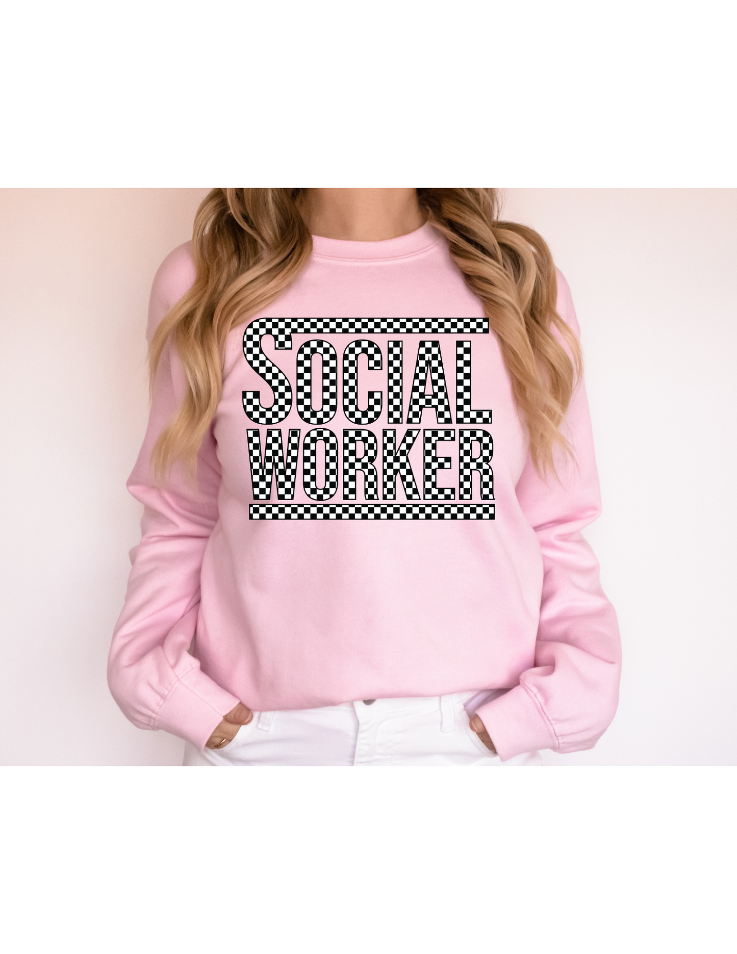 Checkered Social Worker Print Crew