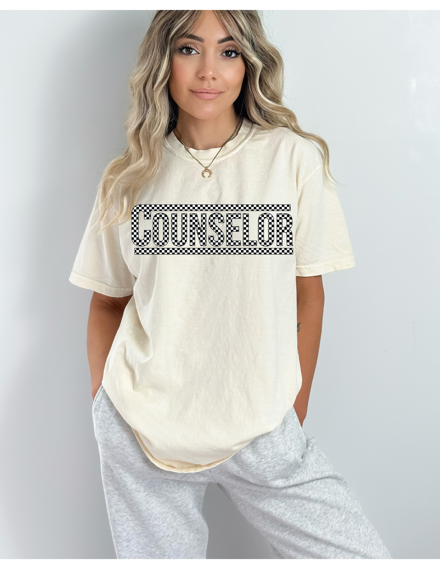 Checkered Counselor Print Tee