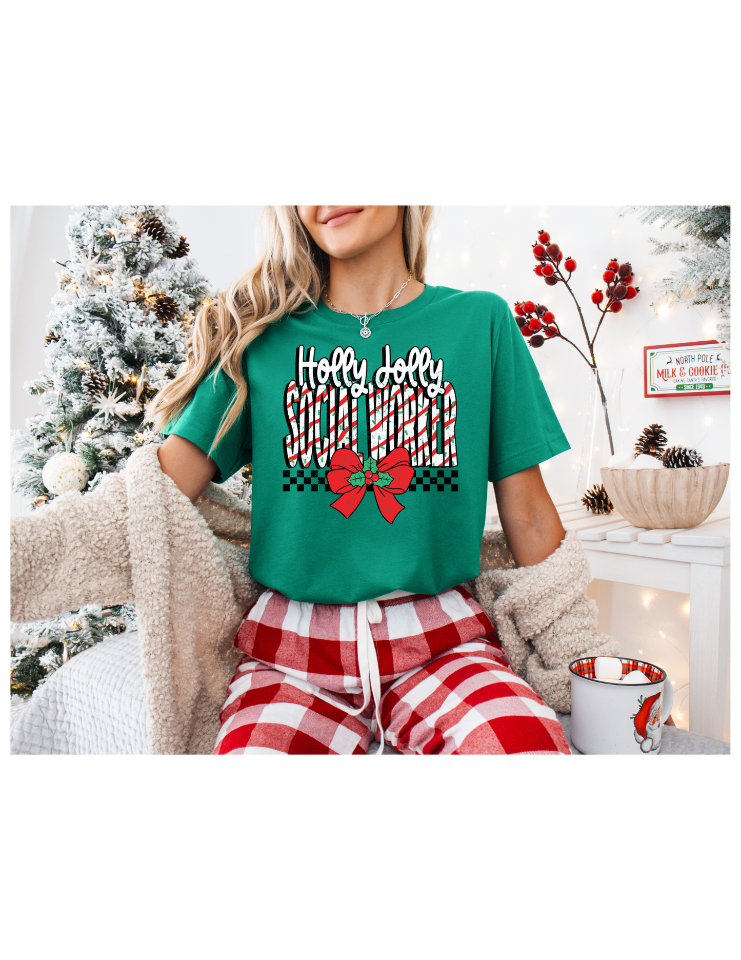 Holly Jolly Social Worker Print Tee