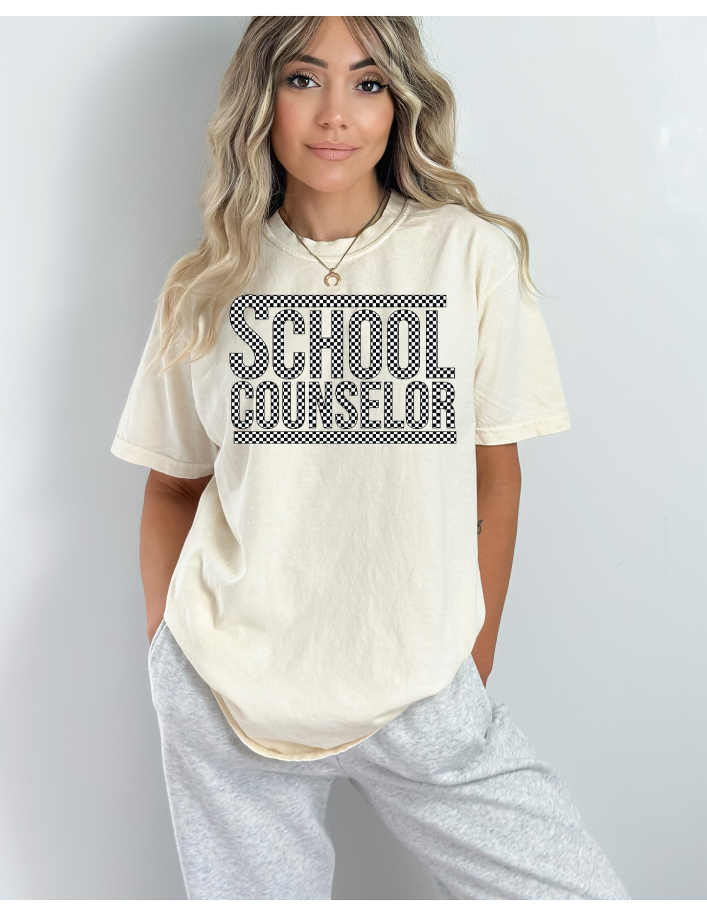 Checkered School Counselor Print Tee