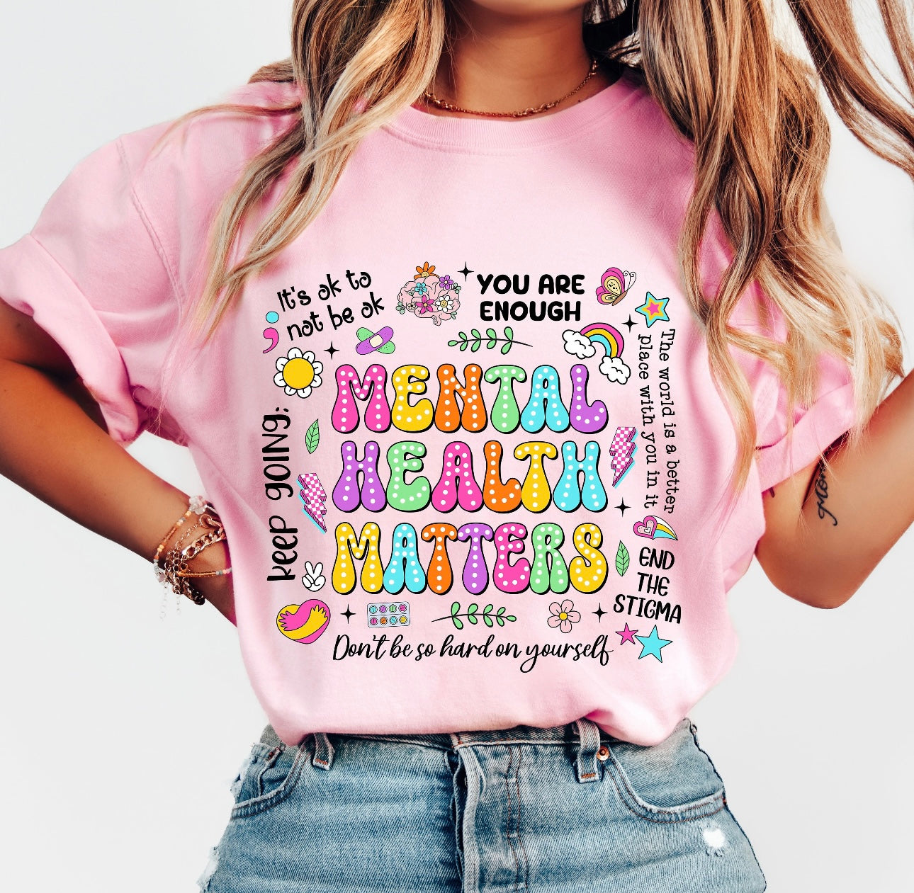 Mental Health Colorful Print Tee