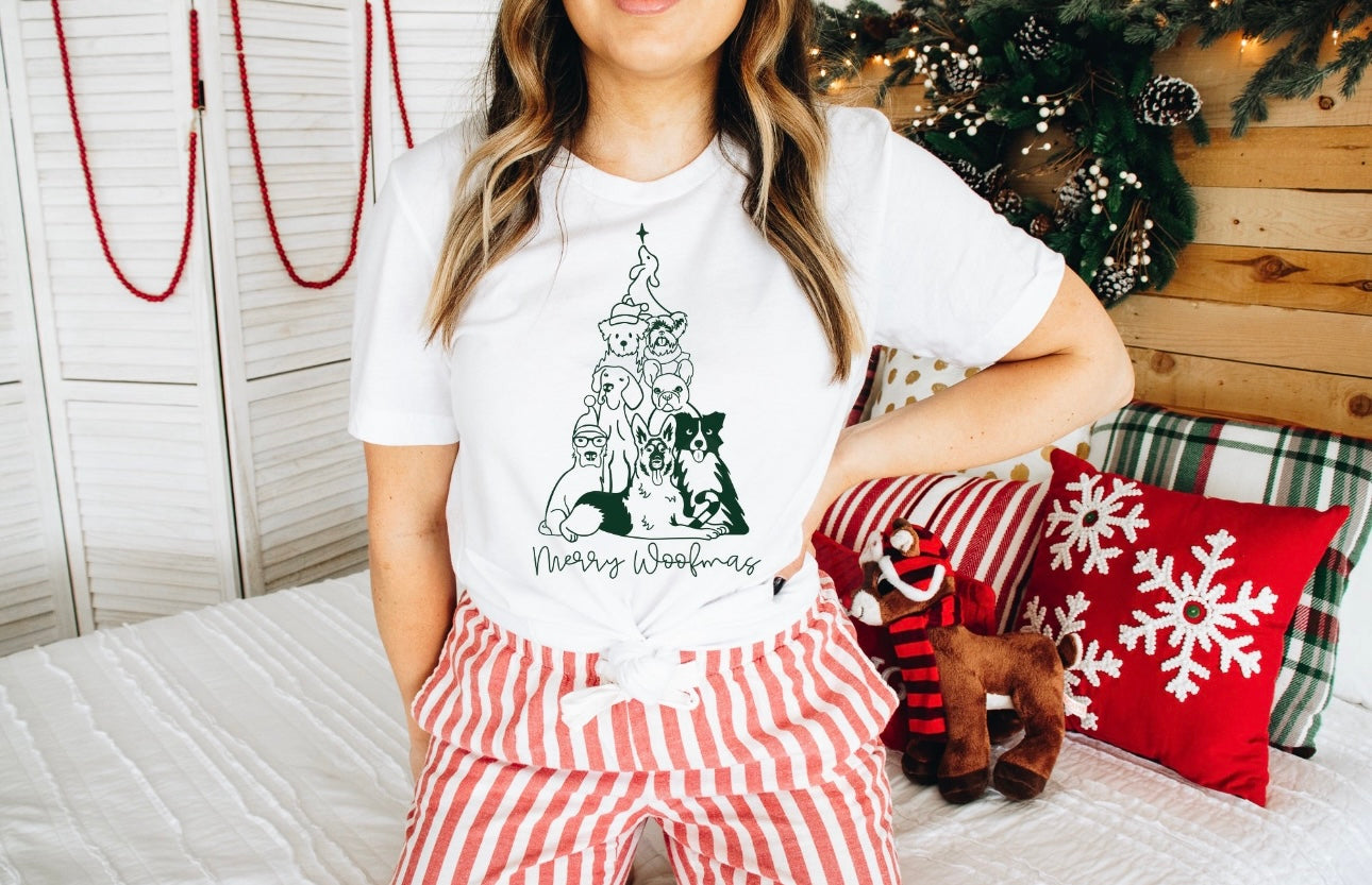 Dog Christmas Tree Print Crew