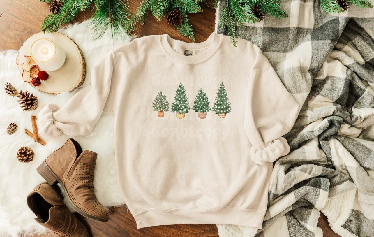 Potted Holiday Trees Print Tee