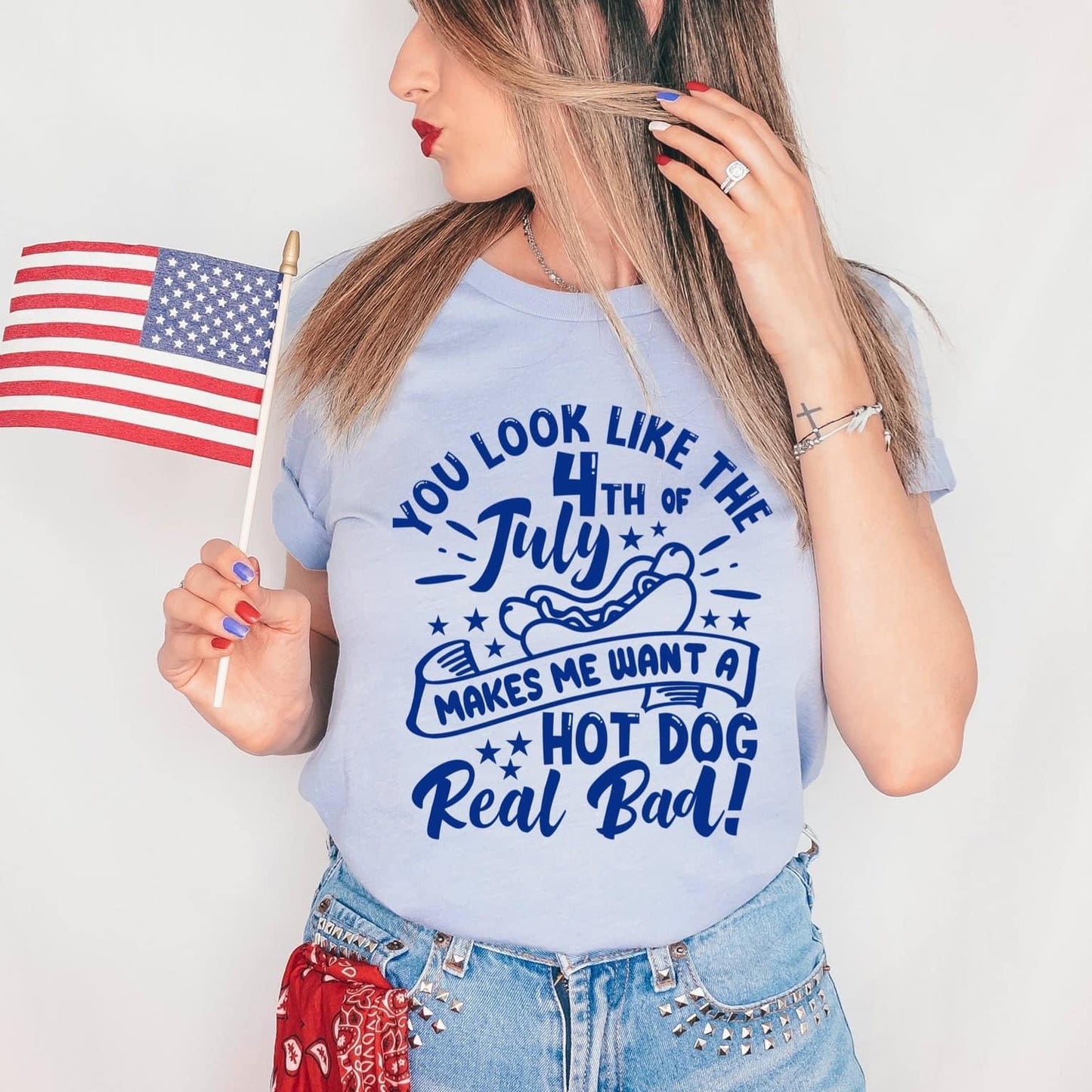 4th of July Hotdog Print Tee