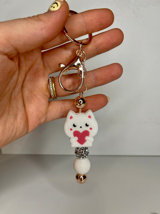 Cat Beaded Keychain