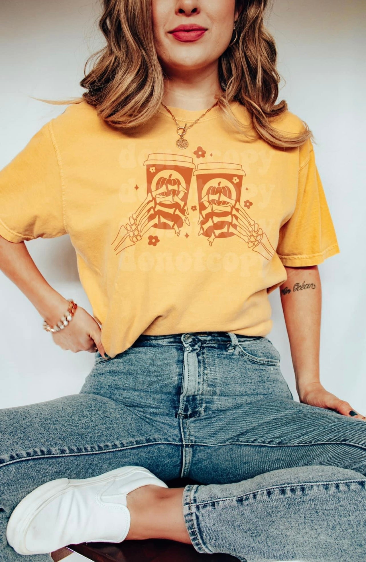 Skellie Pumpkin Spice Latte Print Tee