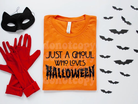 Just A Ghoul Who Loves Halloween Print Crew
