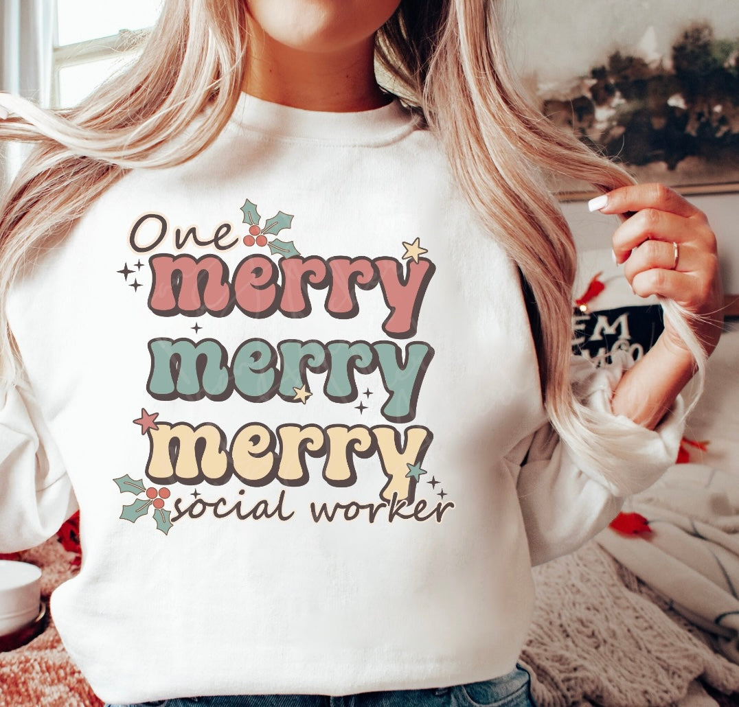 Merry Social Worker Print Tee