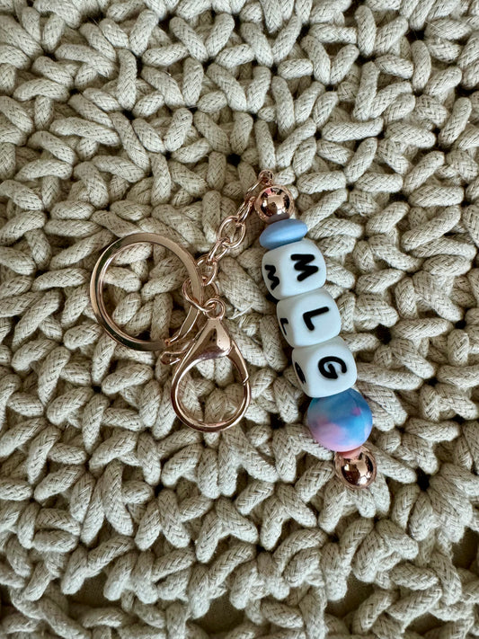 Cotton Candy Collection Keychain with Initials