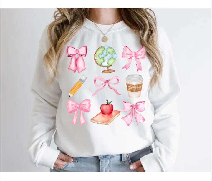 School Coquette Print Crew