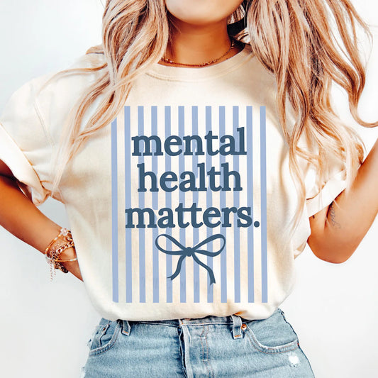 Mental Health Matters Stripes Print Tee
