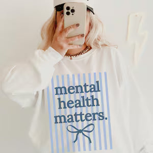 Mental Health Matters Stripes Print Crew