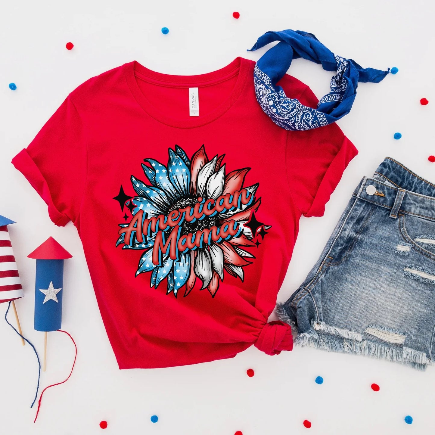 American Mama Sunflower Print Tee