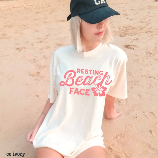 Resting Beach Face Print Crew