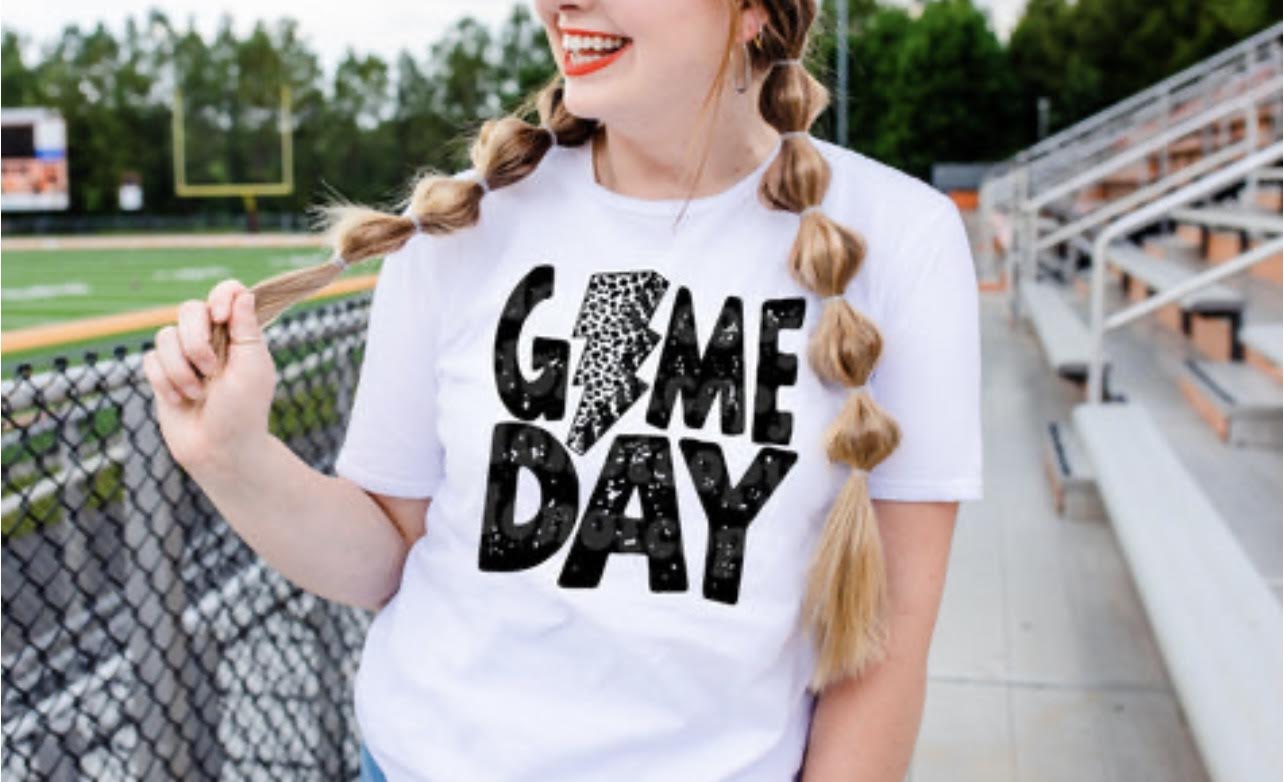 Game Day Lightening Bolt Print Tee