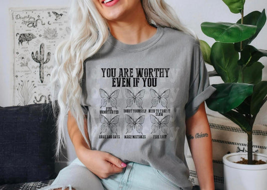 You Are Worthy Butterfly Print Tee