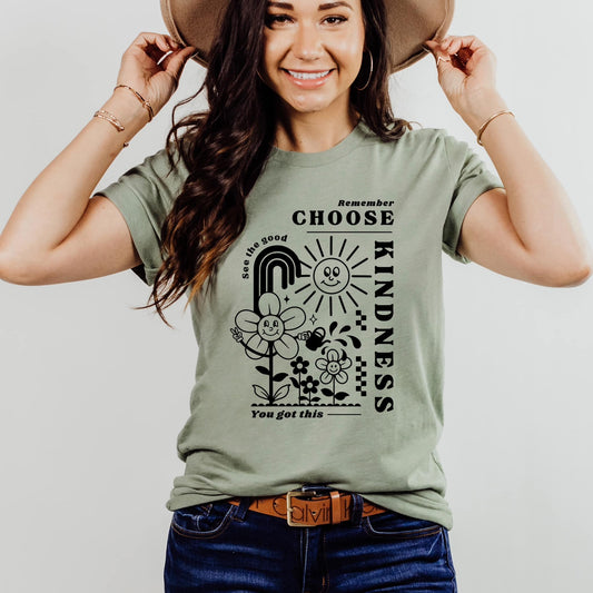 Choose Kindness Print Tee - LILAC font