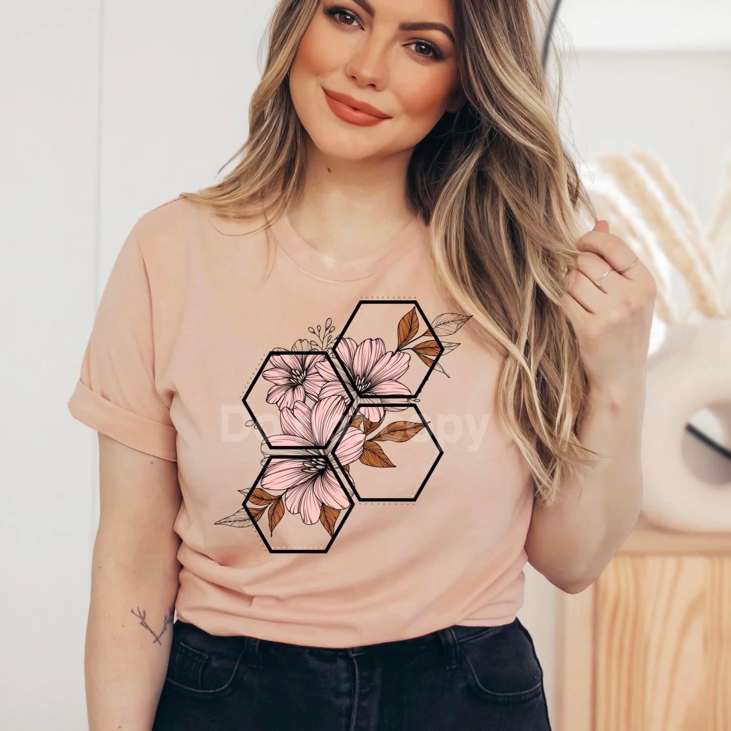 Honeycomb Floral Print Tee