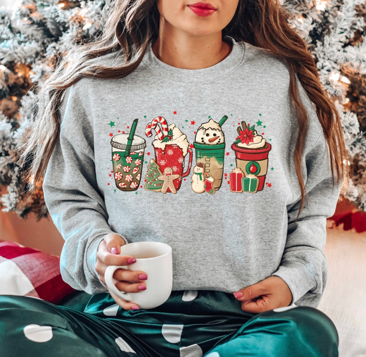 Christmas Coffee Print Crew