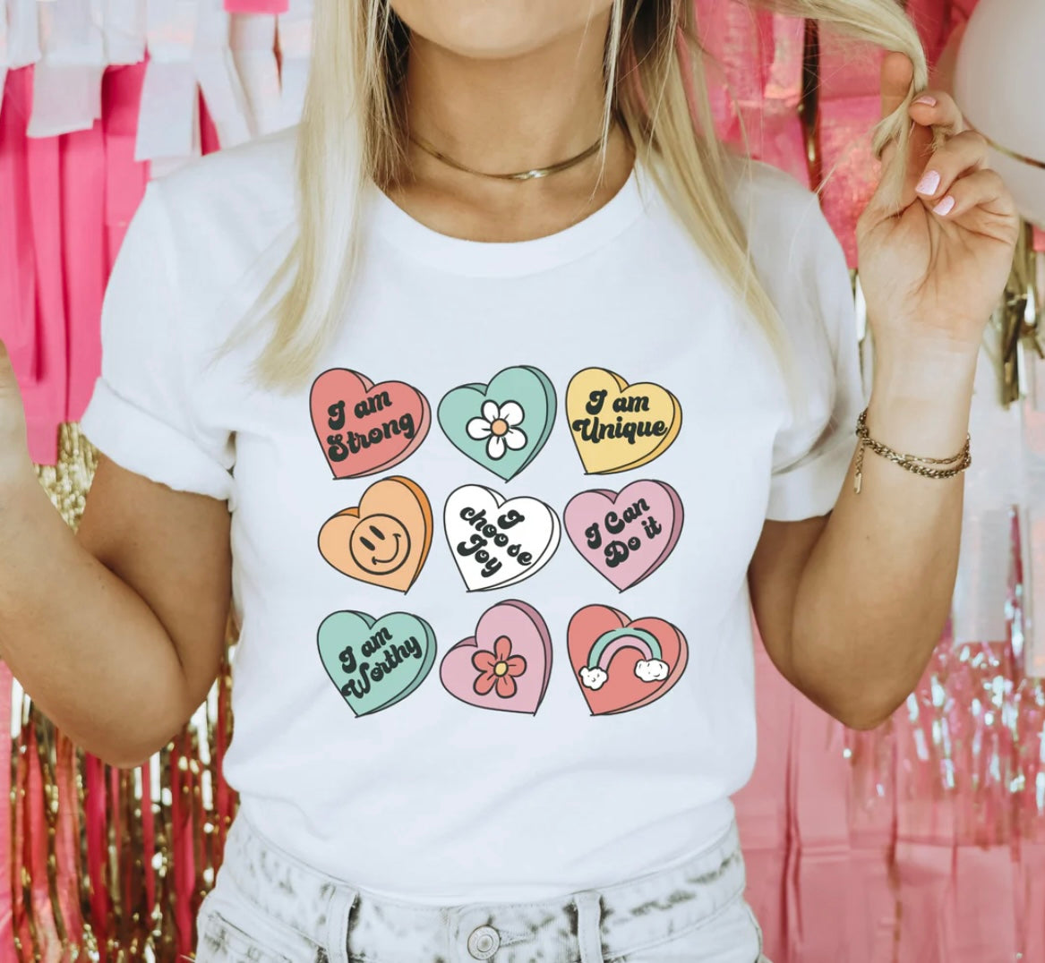 Affirmation Hearts Print Crew