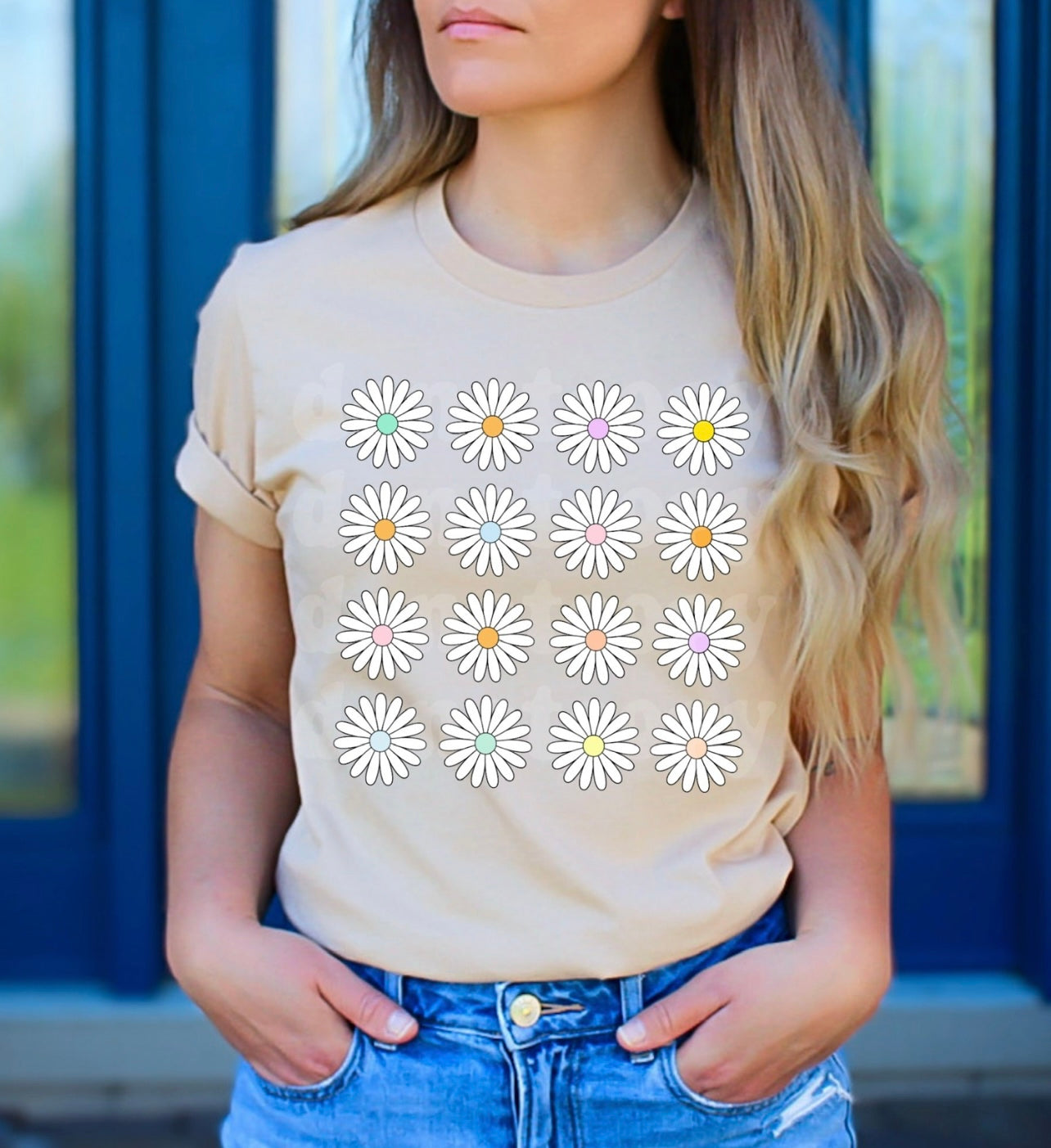 Colorful Daisies Print Crew