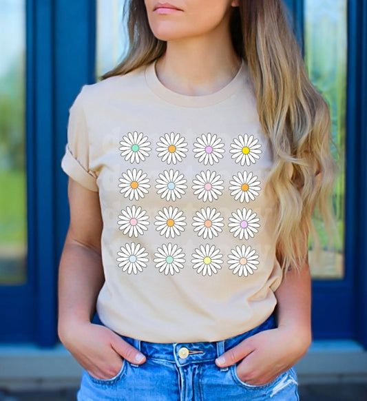 Colorful Daisies Print Crew