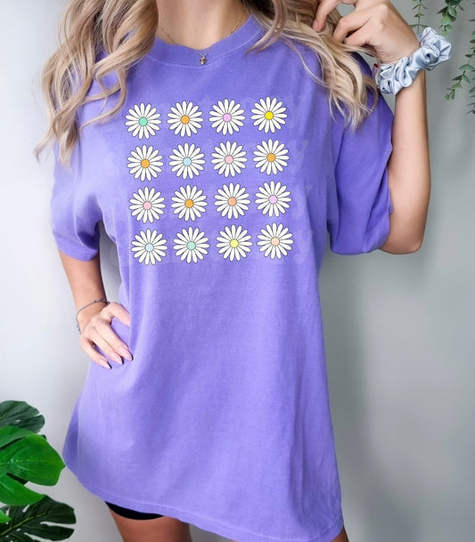 Colorful Daisies Print Tee