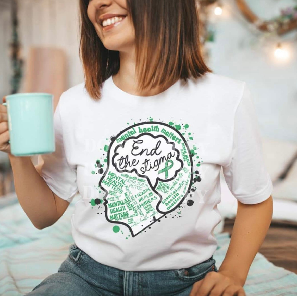 Mental Health Matters Brain Print Tee