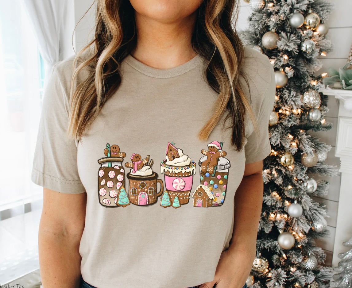 Peppermint Christmas Coffee Print Tee