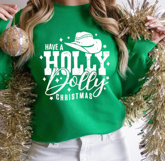 Holly Dolly Christmas Print Crew