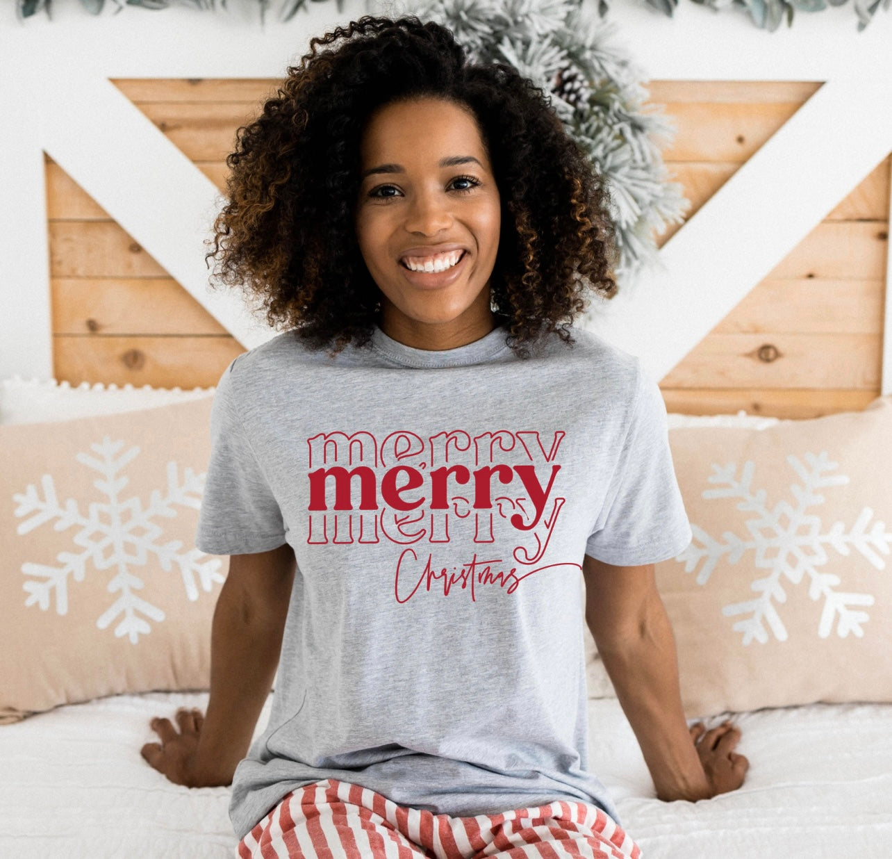 Merry x3 Christmas Print Tee