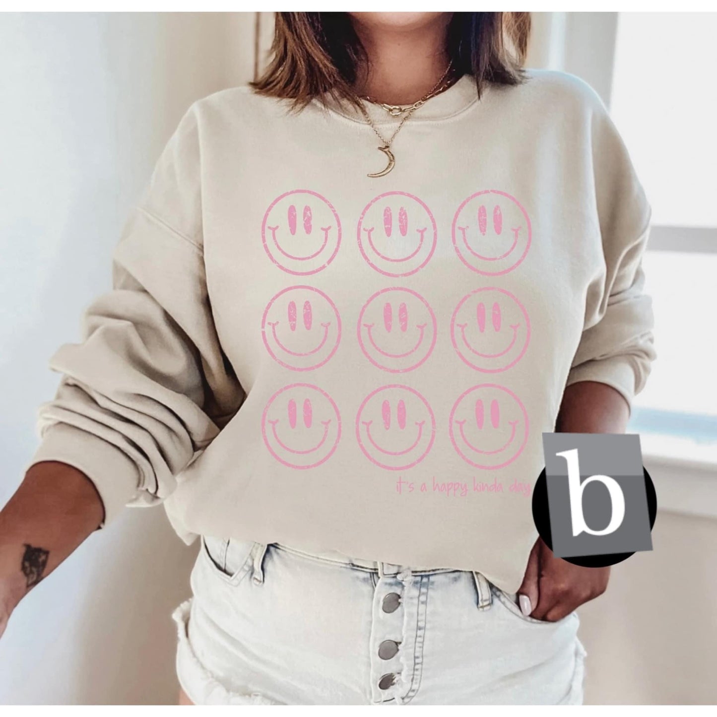 Pink Smileys Print Tee