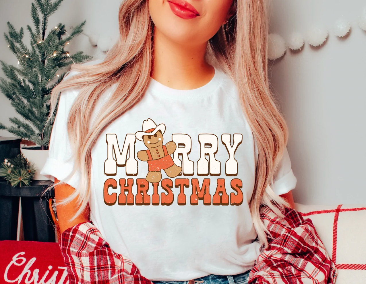 Cowboy Merry Christmas Print Tee