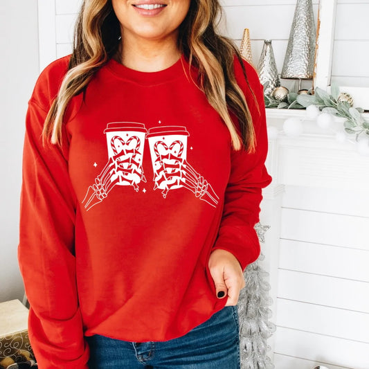 Skellie Hands Peppermint Mocha Lattes Print Crew
